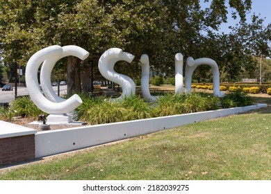 Northridge, CA - July 23 2022:  Optical Illusion CSUN Sign At The Entrance To California State University - Northridge