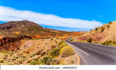 Northshore Road SR167 in Lake Mead National Recreation Area winding through semi desert landscape with colorful mountains between Boulder City and Overton in Nevada, USA - Shutterstock ID 1460556917