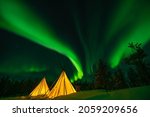 Yellowknife， Northwest territories, Tent, Northern Light, Aurora
