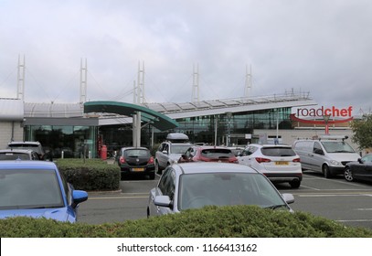 Norton Canes, Staffordshire, England, UK. August 27, 2018. The Front Entrance To The M6 Toll Road Services.