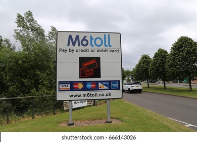 Norton Canes, Staffordshire, England, UK.  24 June 2017. M6 Toll Road Sign