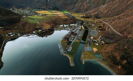 Norway Flåm City Drone Fly 