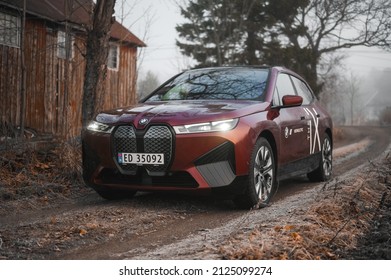 Tønsberg, Norway - February 9, 2022: Black BMW Ix XDrive40 Is A New SUV Electric Car