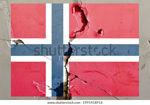 Norway flag icon grunge pattern painted on old
broken wall background, abstract Norway politics economy society
issues concept wallpaper