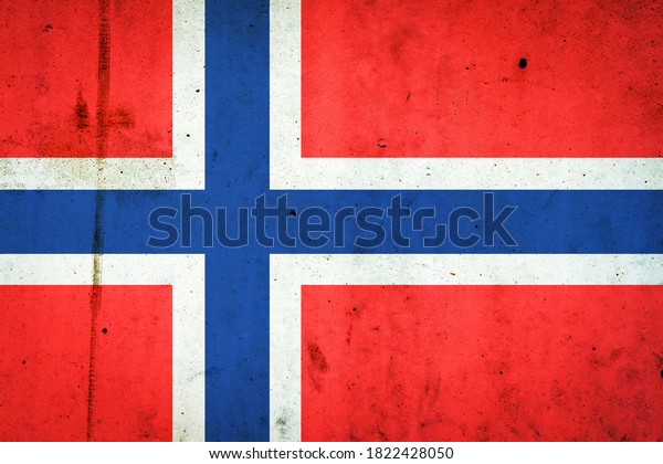 Norway flag on a\
concrete wall. Europe.\
Flags.