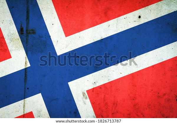 Norway flag on a\
concrete wall. Europe.\
Flags.