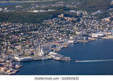 TROMSØ, NORWAY - JULY 11, 2019: Aerial View Of City Of Tromsø, On Island Of Tromsøya.