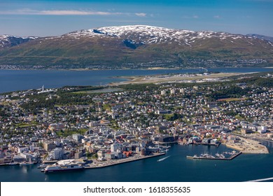 TROMSØ, NORWAY - JULY 11, 2019: Aerial View Of City Of Tromsø, On Island Of Tromsøya.