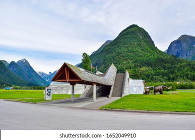Fjærland, Norway - June 24, 2019: Norsk Bree Museum - The Norwegian Glacier Museum Building. The Norwegian Glacier Museum & Ulltveit-Moe Climate Centre is an interactive museum for the whole family.