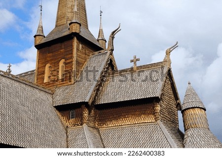 Norway landmark - Lom stave church (stavkirke). Wooden medieval landmark of Gudbrandsdal valley.