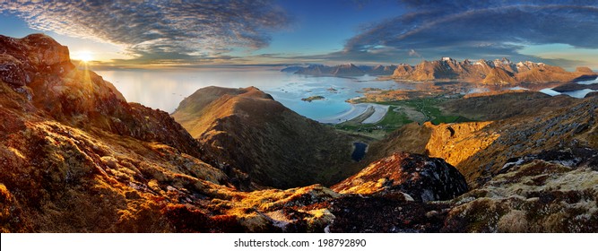 Norway Landscape panorama with ocean and mountain - Lofoten - Powered by Shutterstock