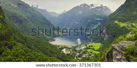 Norway Mountains And Fjord View - Geirangerfjord, Stranda, Norway Stock photo © 