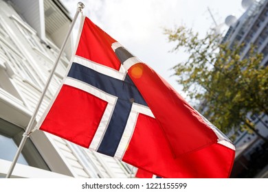 Norway National Flag. Outdoor. Sunny Day