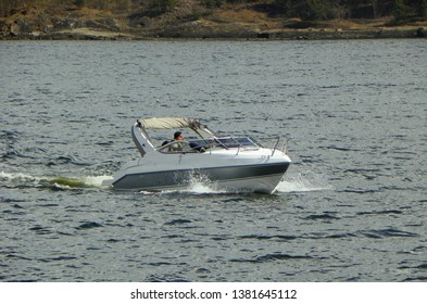 Norway, Oslo, Oslofjord, Boat In The Waters Of Oslofjord