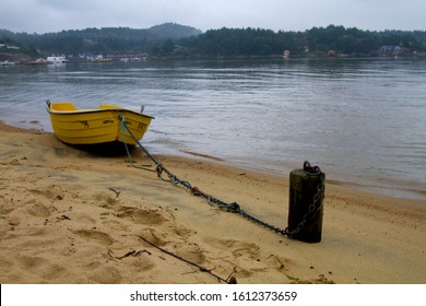 Norway, Scandinavia. August 10 2015: Boat In The Beach, Kristiansand, 