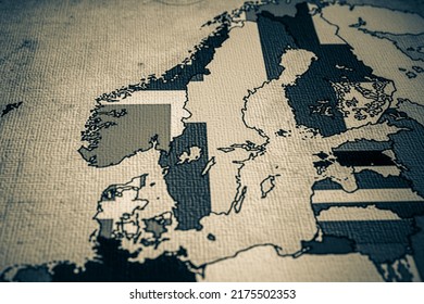 Norway and Sweden on map of Europe background