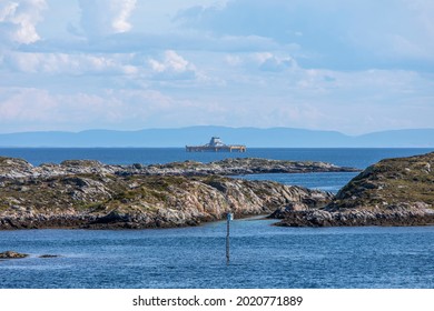 In Norway, There Is  A Focus On Moving Fish Farming Out Of The Fjords, And Further Out To The Open Ocean. The Photo Shows A Modern Offshore Fish Farm For Salmon.