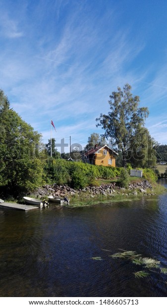 Norway Water Lake Nature Nordic Cabin Stock Photo Edit Now