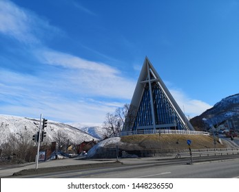 Tromsø, Norway-April 18, 2019- Tromsdalen Church, Also Known As Ishavskatedralen (The Arctic Cathedral) Was Dedicated On November 19, 1965.