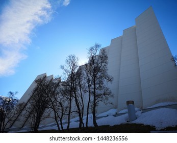 Tromsø, Norway-April 18, 2019- Tromsdalen Church, Also Known As Ishavskatedralen (The Arctic Cathedral) Was Dedicated On November 19, 1965.