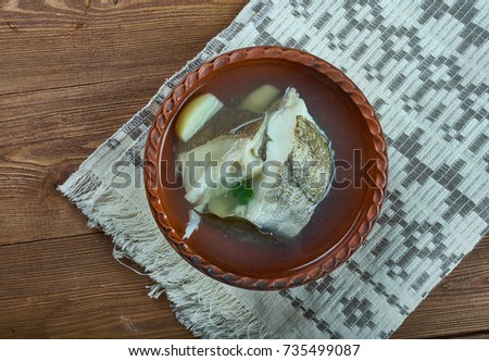 Norwegian fish soup with halibut and cod