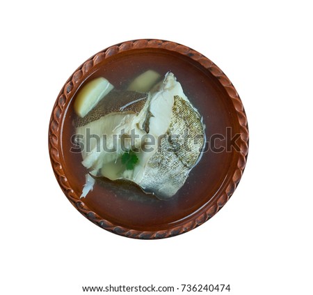 Norwegian fish soup with halibut and cod