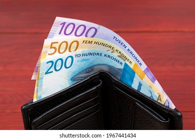 Norwegian Krone In The Black Wallet