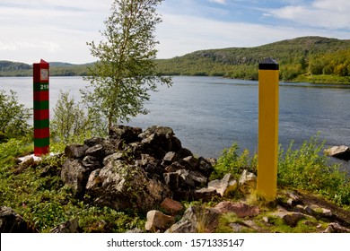 Norwegian Russian Border At Kirkenes, Norway With Paatsjoki River