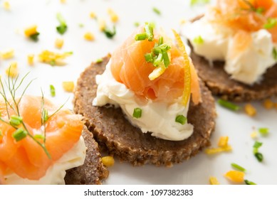 Norwegian Smoked Salmon Canapés With Cream Cheese