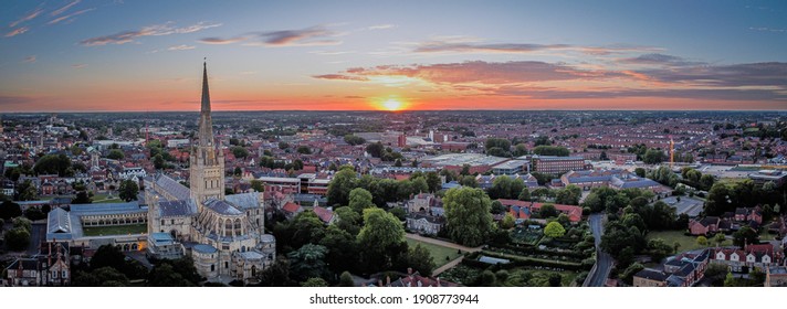 Norwich City Sunset panoramic summer evening