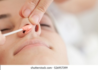 Nose Waxing.Nose Hair Removal With Hot Wax