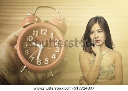 Nostalgia Past remember Flashback reverse time Retrospective History old turn back Save memories of past and nostalgic memory find purpose of life warm vintage  double exposure effect Asian women girl