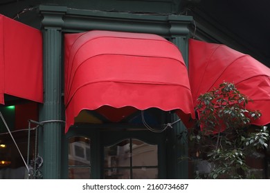 Nostalgic Looking Red Shop Awning. With Blank Space Left