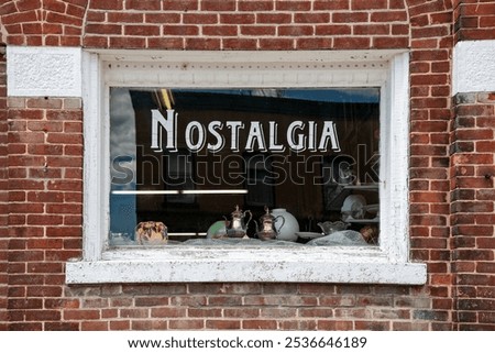Nostalgic Store Front Window surrounded by red brick