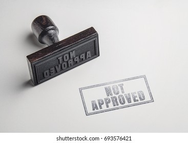 Not Approved Text On Paper From Rubber Stamp