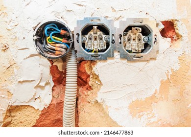 Not Completely Walled Flushmounted Sockets Wall Stock Photo 2146477863 ...