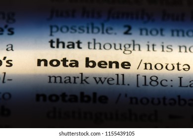 Nota Bene Word In A Dictionary. Nota Bene Concept.