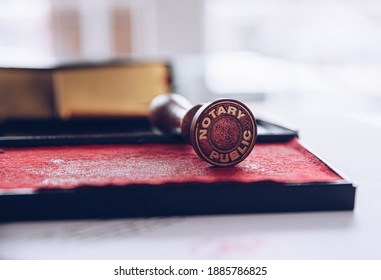 Notary Public Stamp On Red Ink Pad