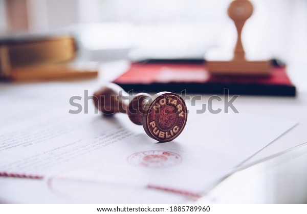 Notary stamp on a valid\
document.