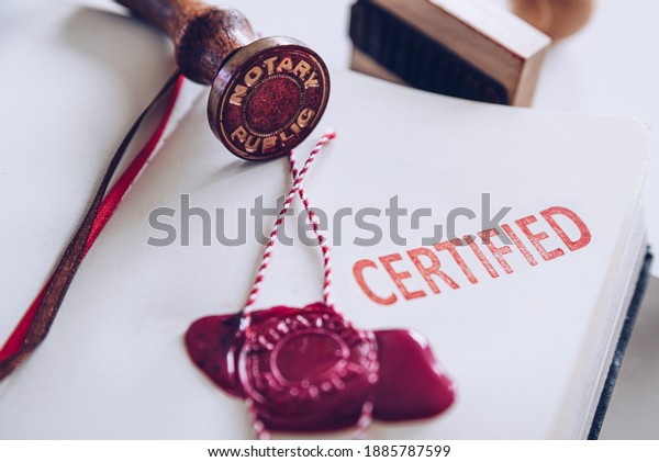 Notary wax seal on the\
document.