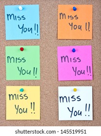 Note Collage With Miss You Messages On Cork