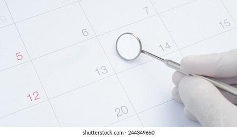 A Note Of A Dentist Appointment On A Calendar, Dental Check Up