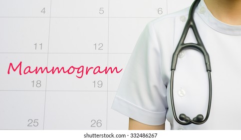 A Note Of A Doctor Appointment On A Calendar- Mammogram