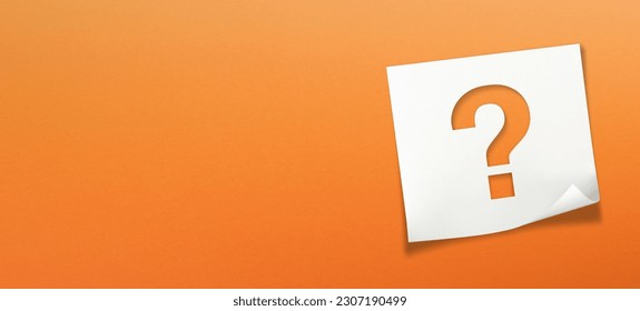 Note paper with question mark on orange background	