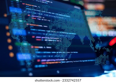 Notebook closeup photo. CSS, JavaScript and HTML usage. Monitor closeup of function source code. Abstract IT technology background. - Shutterstock ID 2332742557