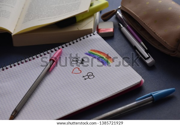 Notebook Drawing Gay Pride Flag Stock Photo Edit Now - 