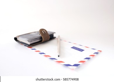 
notebook envelope pencils isolated
