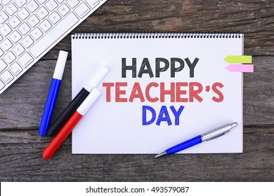 Notebook Happy Teachers Day Handwritten On Stock Photo 493914601 ...