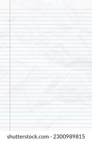Notebook paper background. Lined notebook paper. crumpled paper background - Shutterstock ID 2300989815