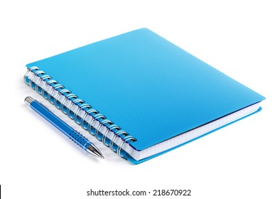 Notebook and pen isolated on white background 